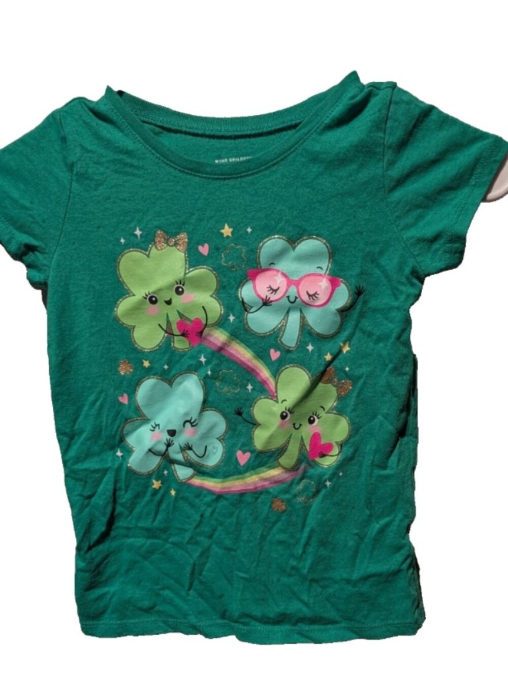 Childrens Place Girls irish green St Patrick's Day T Shirt Size 5